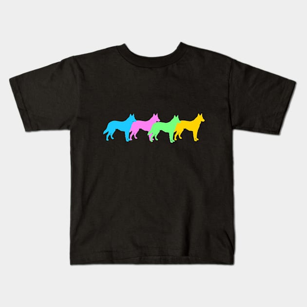 Four German Shepherds Kids T-Shirt by Naves